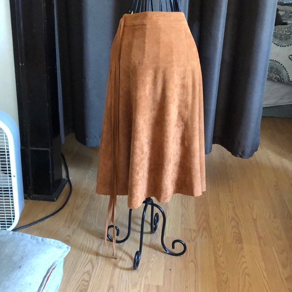 Thick faux suede circle skirt midi-length - Picture 2 of 6